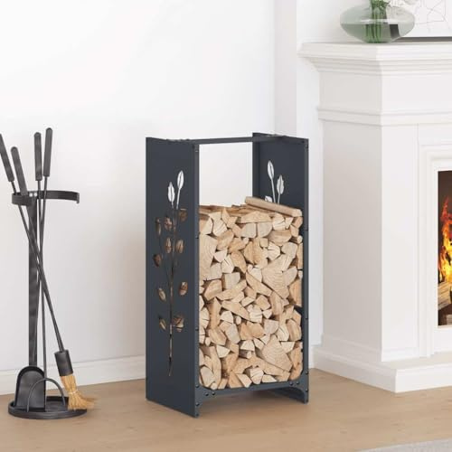 Homgoday Étagère à bois de chauffage Anthracite 40 x 30 x 80 cm, porte-bûches d'intérieur, M-864221