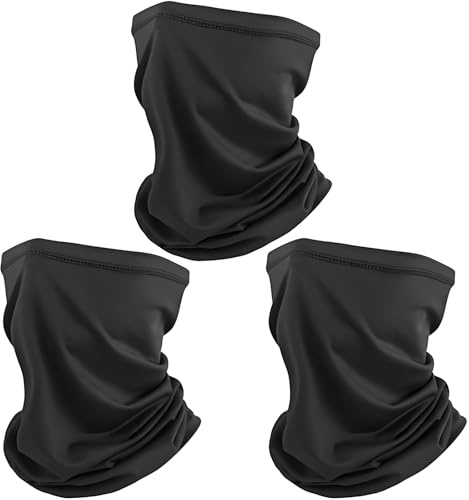 TNSOYCA 3 Pezzi Scaldacollo Uomo, Bandana Elastico Traspirante,Sciarpa Rapida Antivento, Multifunzione per Sport,Escursionismo e Ciclismo,per uomini e donne, sci, pesca, escursionismo, ciclismo,Nero
