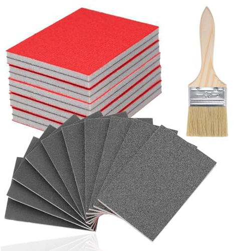 20 pezzi, 75 x 100 mm, riutilizzabili, grana 180-3000, blocchi abrasivi per legno, cartongesso, metallo, vernice, riparazione della carrozzeria dell'auto.