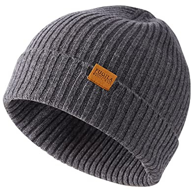 FUQILA 100% Superfeine MerinoWolle Mütze, Klassische Wollmütze, Thermo Beanie, Warme Wintermütze für Damen & Herren
