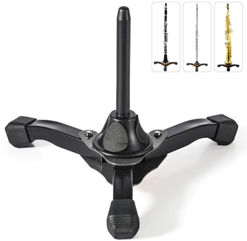 Eavnbaek Flute Clarinet Stand, Portable Foldable Tripod Stand for Clarinet, Flute and Oboe, Flute Woodwind Instrument Stand (Black)