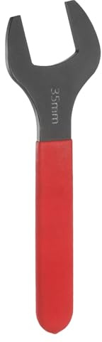 sourcing map Single Open End Wrench 35mm Metric 15 Degree Offset Angle U-Shaped Open Ended Spanner Small Flat Head Blackening Wrench with Red Shank for Automotive Repair Furniture Assembly