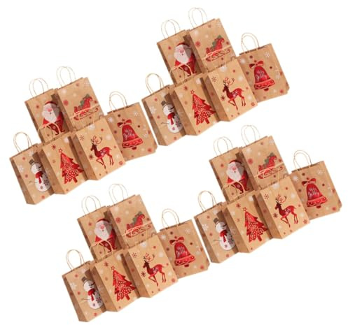 ZUNOXAZ 24 Stück Teiliges Kraftpapier Geschenktüten Handliche Papiertragetaschen Robuste Weihnachtsgeschenktaschen für Kleine und Mittlere Präsente Vielseitig für Party und