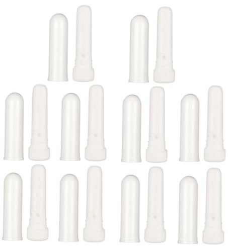 WRITWAA Tubi Inalatori Nasali per Olio Essenziale Ricaricabili in Plastica Bianca 10 Pezzi per Aromaterapia e Apertura delle Vie Nasali per Viaggio e Scuola