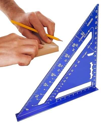 Rukjmqi Righello Triangolare | Goniometro Metrico | Strumento di Precisione in Lega di Alluminio per Disegno Tecnico Falegnameria Edilizia Costruzioni