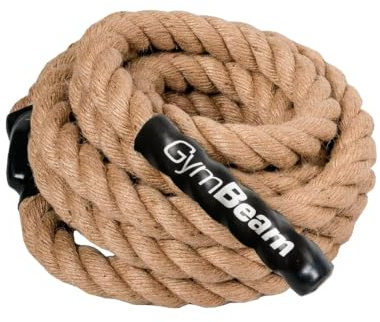 GymBeam Kletterseil - Battle Rope für Krafttraining und Koordination, Metallöse & Gummiverstärkung, Grip Strength Kletterseil für Fitnessstudio, Sporthalle & Outdoor, 2m/4m/6m, Braun