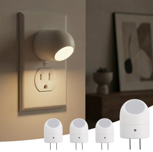 Mini LED Night Light Plug-in Smart Sensor Directional Lamp with 360° Rotating Head Auto Dusk to Dawn Lighting Energy Saving Pet Friendly Wall Light