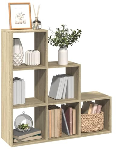 Owoxanthellate Libreria Sonoma rovere 99 x 29 x 99 cm, scaffale per scale con 6 scomparti cubi come divisorio o scaffale in legno robusto moderno e durevole per soggiorno, ufficio, camera da letto