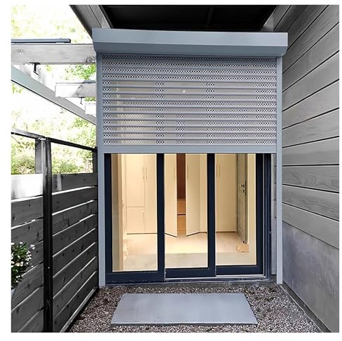XILYZMO Tapparelle Avvolgibili Isolate Motorizzate Tende, Montaggio Esterno Alluminio Oscuranti, Porta Avvolgibile Sicurezza Antifurto per Ingresso Ascensore Garage(120x100cm)