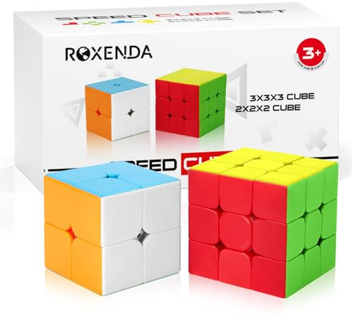 ROXENDA Zauberwürfel, Speed Würfel Set mit 2X2 3X3 Cube Originale, Speedcube mit Anleitun (Stickerless)