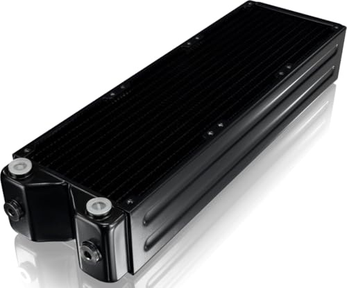 RAIJINTEK CALORE C360D Kupfer-Messing Radiator, 65mm Dick 360mm PC Wasserkühlung Radiator, Triple-Row 14-Set Flachrohr Design, G1/4” Gewinde, Hochdichte Lamellen, Anti-Vibrations-Fans