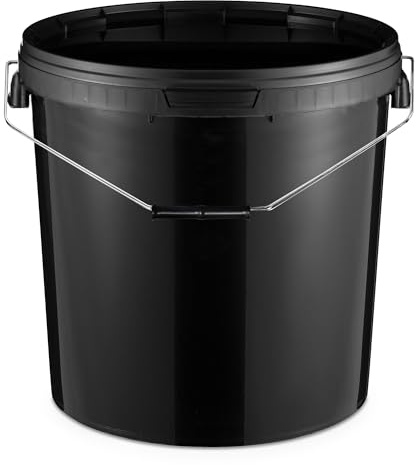 BenBow Eimer mit Deckel 20x 30 Liter schwarz - lebensmittelecht stabil luftdicht auslaufsicher geruchsneutral - Aufbewahrungsbehälter aus Kunststoff mit Metalgriff - leer - mit Griffen - zu Hause