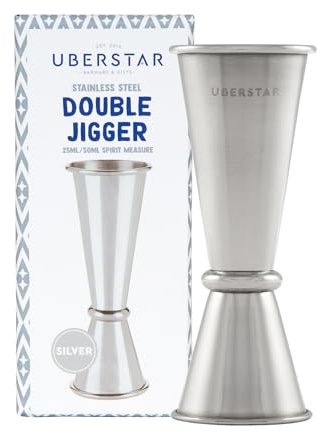 Double Jigger Spirit Measure Silver / 25ml/50ml / Measuring Cup for Single and Double Spirits/Stainless Steel/Cocktail Alcohol Shot