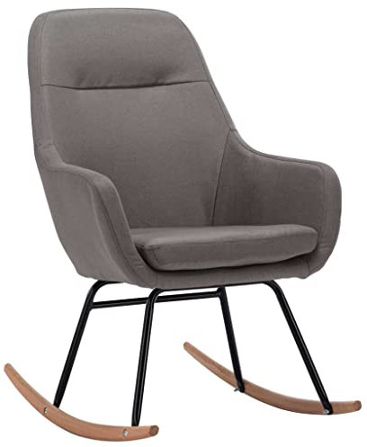 vidaXL Schaukelstuhl Relaxstuhl Schwingsessel Schwingstuhl Stuhl Polsterstuhl Wippstuhl Schaukelsessel Sessel Relaxsessel Hellgrau Stoff