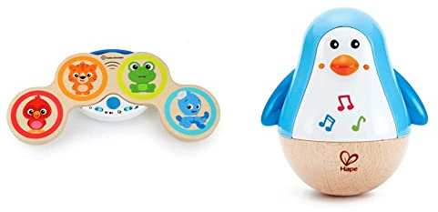 Baby Einstein Magic Touch Wooden Drum Musical Toy, Ages 6 Months Plus & Hape Penguin Musical Wobbler , Colourful Wobbling Melody , Roly-Poly Toy for Kids 6 Months+