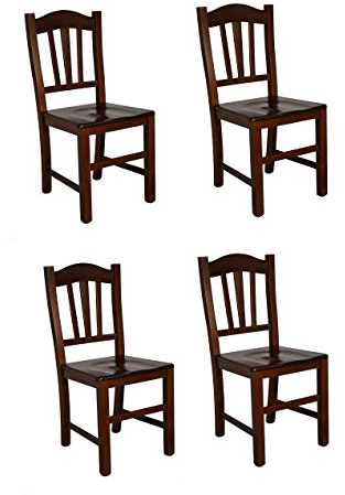 SISA srl Sedie Cucina Set Da 4, Sedie Sala Da Pranzo Legno, Sedie Cucina Legno, Arredamento Casa, Modello Silvana, Colore Noce, 45x43x95 cm, Sedie Legno Massello, Made in Italy