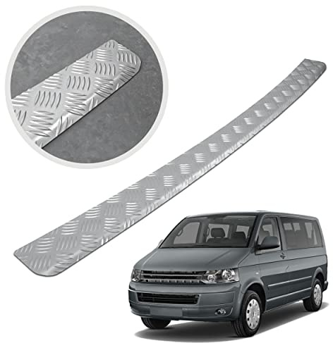 CHROMEMASTER | Ladekantenschutz Stoßstangenschutz | Kompatibel mit Volkswagen VW T5 2003-2015; Gerilltes Aluminium; Unsere Lackschutzleiste Sichert den Heckstoßfänger vor Kratzern Und Beschädigung ab