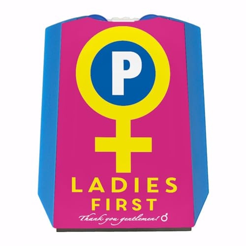 speecheese Venussymbol Ladies First Parkscheibe in Pink-Gelb mit 2 Einkaufswagenchips Eiskratzer Wasserabstreifer und Einkaufswagen-Chips Ladies parken Auto Parkplatz Parkhaus