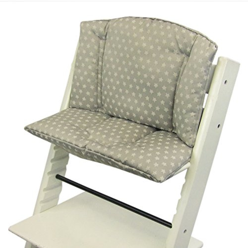 BAMBINIWELT Ersättningsöverdrag sittdyna kudde set sittförminskare kompatibel med STOKKE Tripp Trapp för barnstol stjärnor (beige stjärnor)