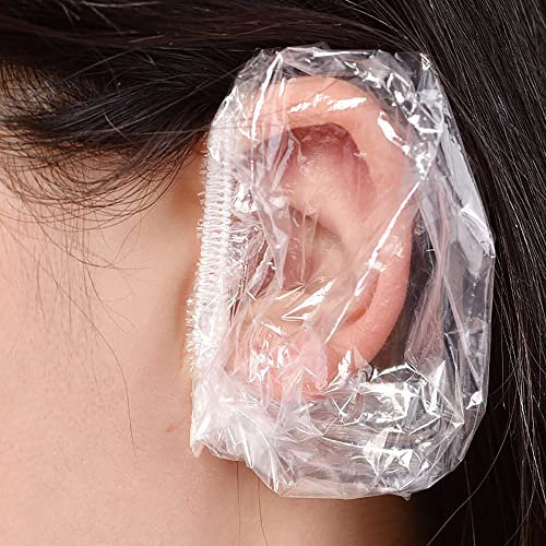100 Pack Disposable Ear Protectors - Clear Ear Covers for Shower, Bathing, Salon