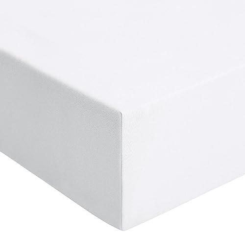 RUIKASI Spannbettlaken 90x200cm Weiß Bettlaken - Oeko Tex Spannbetttuch 90x200 Bettbezug, Mikrofaser Betttuch Bett Laken Bezug 90 x 200 Weiss 40 cm Tiefe Tasche, Bed Fitted Sheet Bedsheet