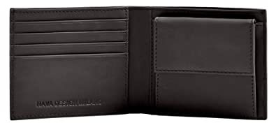 NAVA DESIGN - Portafoglio Uomo Slim con Uno Scomparto per Banconote, 8 Tasche per CC o Documenti e Schermatura RFID, Colore Caffè - Dimensioni 11,5 x 9 cm