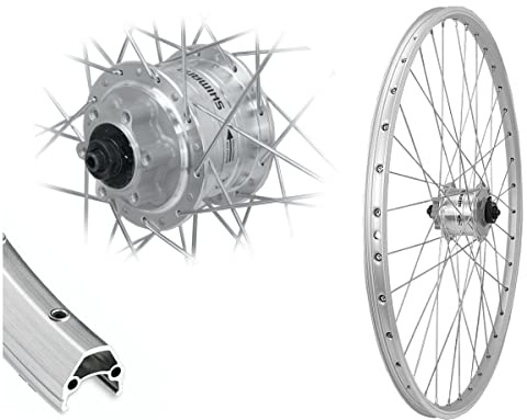 Bärwinkels Vorderrad 26 Zoll Silber mit Shimano Nabendynamo DH-3D32 19-559 Disc 6-Loch Scheibenbremse Schnellspanner