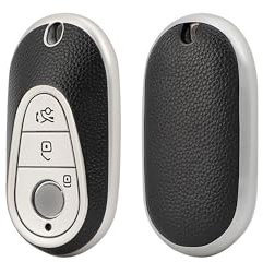 ontto TPU Schlüsselhülle Cover Passt für Mercedes Benz 2022 C S Klasse W206 W223 S350 C260 C300 S400 S450 S500 Autoschlüssel Hülle Schlüsselanhänger Schutzhülle Schlüsseletui 3 Taste-Leder Silber C