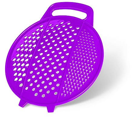 Grater for Kitchen with Handle - Shredder kitchen for Potato, Carrot, Ginger, Garlic - Plastic Food Hand Grater - Round Slicer for Fruits and Vegetables