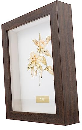 DECHOUS Rustic 8 Inch Shadow Box Frame Display Shelf for Collectibles DIY Dried Flower Pressed Frame Medal Display Wall Mounted Wooden Holder Home Decoration