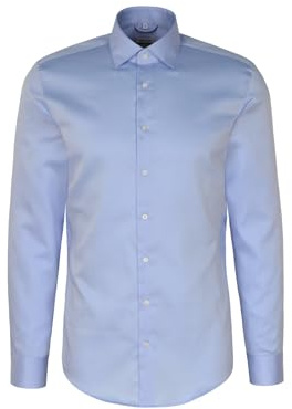 Seidensticker Camicia da Uomo Business – Forma – Facile da Stirare – Colletto Kent – Maniche Extra Lunghe – 100% Cotone, Blu, 40