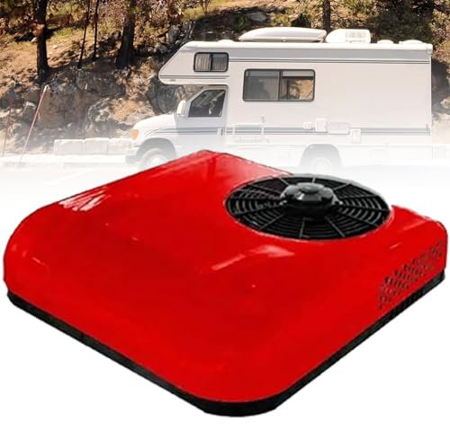 Cashwise Condizionatore d'Aria del Tetto di Camion, condizionatore d'Aria per Camper all-in-One, condizionatore d'Aria del Tetto da 12 V/24 V Adatto al condizionatore/Riscaldamento del Tetto,Red-12V