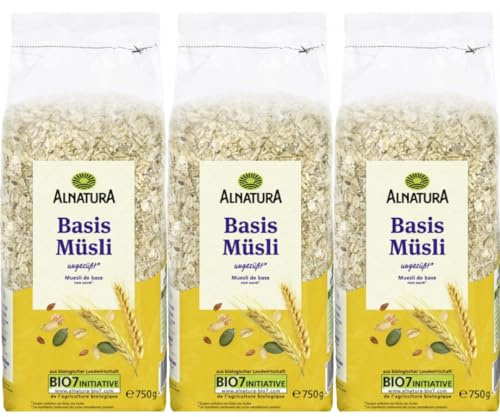 Alnatura Basis Müsli Cornflakes Cerealien 750 gramm x 3 STÜCK