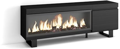 Skraut Home | TV-Schrank, Lowboard | für Wohnzimmer und Esszimmer | 160 | Für TV-Geräte bis zu 65 | Elektrokamin XXL | Industriedesign | Moderner Stil | Schwarz
