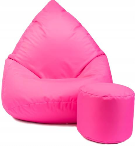 Slevobox Sitzsack mit Hocker Rosa 112x82x82cm - XXL Sitzsack Erwachsene mit Füllung - Sitzsack Kinder - Schlafzimmer und Wohnzimmer Möbel - Outdoor Sitzsack XXL - Indoor Sitzsäcke - Bean Bag