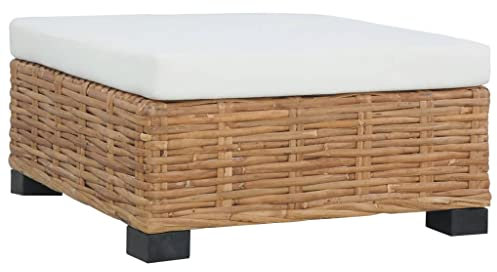 HEFZGDB Fußhocker mit Kissen Natürliches Rattan Lounge Sofa Terrassenmöbel Outdoor Sofa Geeignet für Garten, Terrasse, Pool.
