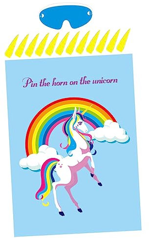 PLAFOPE 1satz Einhorn Partyspiel Mit Wandposter Für Kindergeburtstag Kreative Hintergrunddekoration Und Spielspaß Für Kleine Gäste Einfache Anwendung Und Lustige Cartoon-Muster