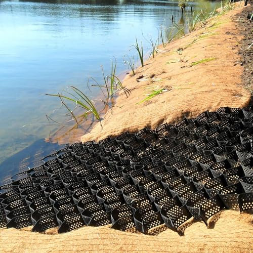 Waben-Neigungszellen für Stützmauern, faltbares Kies-Stabilisierungsnetz mit 61 cm Untergrund, ideal für Pferdefarmen, Innenhöfe und Rasenflächen, 10 cm Höhe