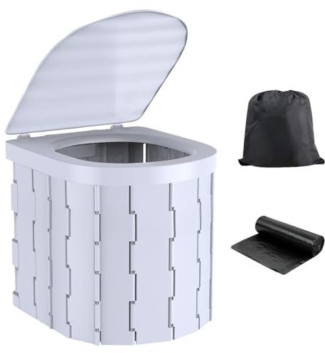 Tragbare Auto-Reise-Toilette, tragbare Campingtoilette – faltbare Campingtoilette mit Deckel | Toiletteneimer für Männer und Frauen mit Organizer-Tasche, Eimer