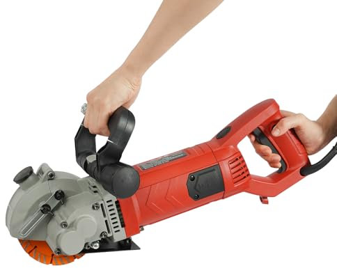 Wall Chaser 5500W, 6500 RPM Wall Chaser with Dust Extractor, Concrete Saw Dust-Free with Water Pump, 42mm Max. Groove Cutting Width, 41mm Channel Depth, with 133mm Diameter Blades