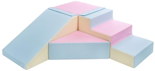 Velinda 4 Großbausteine Schaumstoffbausteine Softbausteine Rutsche-Set Bausteine EPS+PE (Farbe: pink, blau, gelb (Pastell))