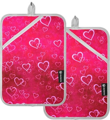 Set di 2 presine da cucina a forma di cuore, resistenti al calore, set di 2 presine da cucina, per cucinare