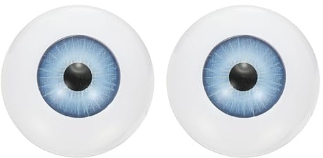 PATIKIL 24mm Doll Eyes, 2 Pcs Realistic Acrylic Eyes Plastic Half Eyeballs for Dolls Masks Halloween Props Art Craft, Light Blue