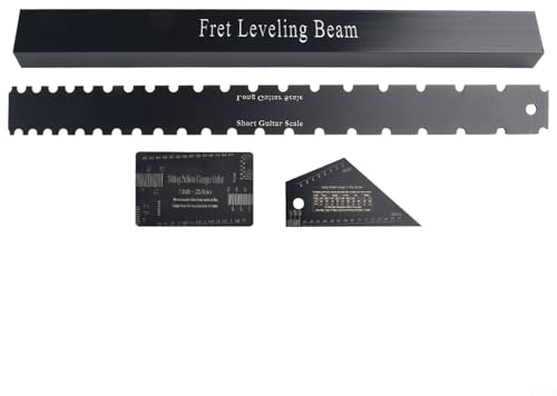 Gitarrenbauer-Werkzeug-Set, gekerbter Gitarrenhals, gerade Kante, Saitenlehre, Bund-Wippe, Bünde, Nivellierbalken, Werkzeug für Gitarren-Griffbrett und Bünde, 4 Stück
