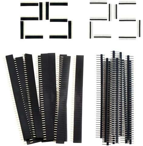 50 Stück 2,54 mm Stiftleisten, Leiterplatte, 40-poliger Stecker und Buchse, Steckverbinder-Set für Arduino-Prototyp-Schild, 25 x Steckerleiste, 25 x Buchsenleiste