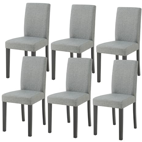 [en.casa] Matrumsstolar Hamburg uppsättning med 6 köksstolar textil stoppstol 89 x 43 x 54 cm, träben, ljusgrå