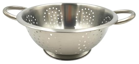 Fackelmann 24cm Colander, 1pc, Stainless Steel, Medium Mango Punch | Deep Mixing Bowl, Sieve for Straining, Drainer with Sturdy Base & Two Handles, Freestanding Vegetable & Pasta Strainer