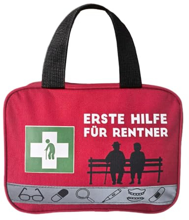NEONSKY Ruhestand Geschenk Set – Lustige Erste Hilfe Tasche für Rentner Männer & Frauen– Abschiedsgeschenk Kollegen, Rente Deko Geburtstag Geschenk 30 40 50 60 70 80 Jahre – Rot,Ohne Inhalt