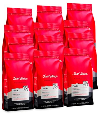 Juan Valdez Volcán Café Molido, Tostión Fuerte, Notas de Caramelo y Cacao, 250g (Pack x 12)