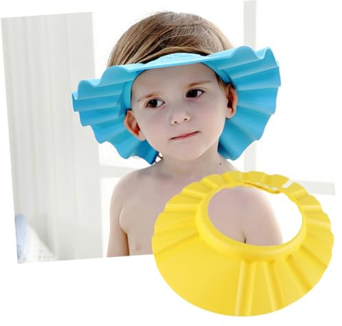 FRCOLOR Baby Shower Hat Adjustable Plastic Snap Buttons Yellow Adjustable with Heat-Resistant Features Made of Sturdy Elastic Eva Resin and Plastic and Comfortable Bath Time